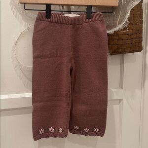 Zara Knit Pants with Floral Embroidery